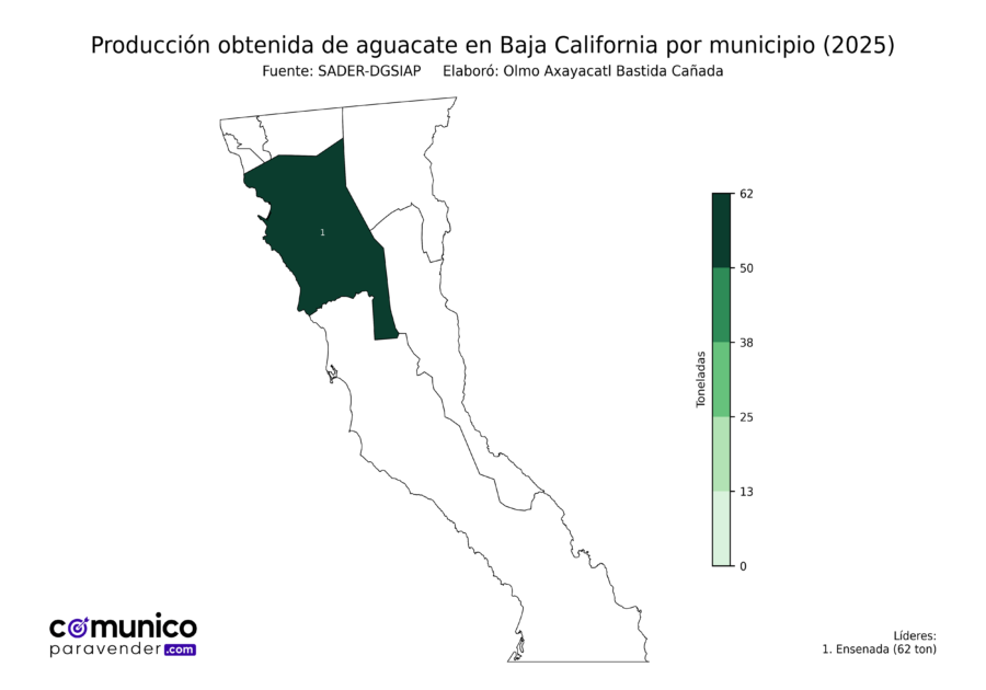 México Producción Agrícola Aguacate Baja California (producción obtenida)
