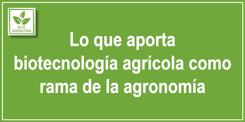 Lo que aporta biotecnología agrícola como rama de la agronomía