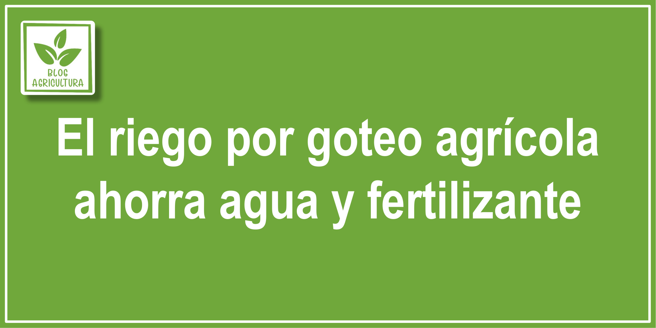 Artículo: El riego por goteo agrícola ahorra agua y fertilizante