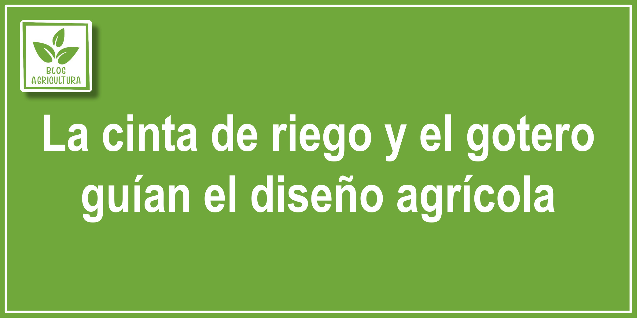 Artículo: La cinta de riego y el gotero guían el diseño agrícola